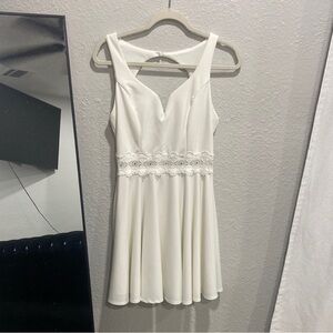 B Darlin White Mini Dress with Lace Detail